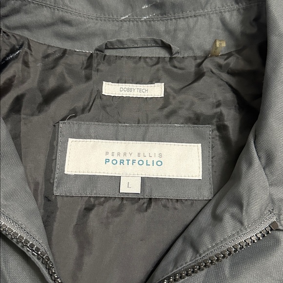 Perry Ellis Portfolio Dobby‎ Tech Gray Men’s Large Full Zip Jacket Work Business - Picture 9 of 15